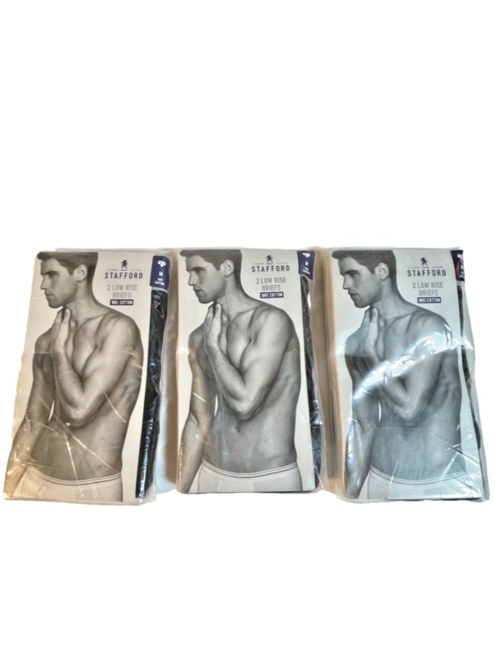 Stafford Men's 6 Pack Low Rise Briefs Underwear Medium 32-34 Black Cotton New